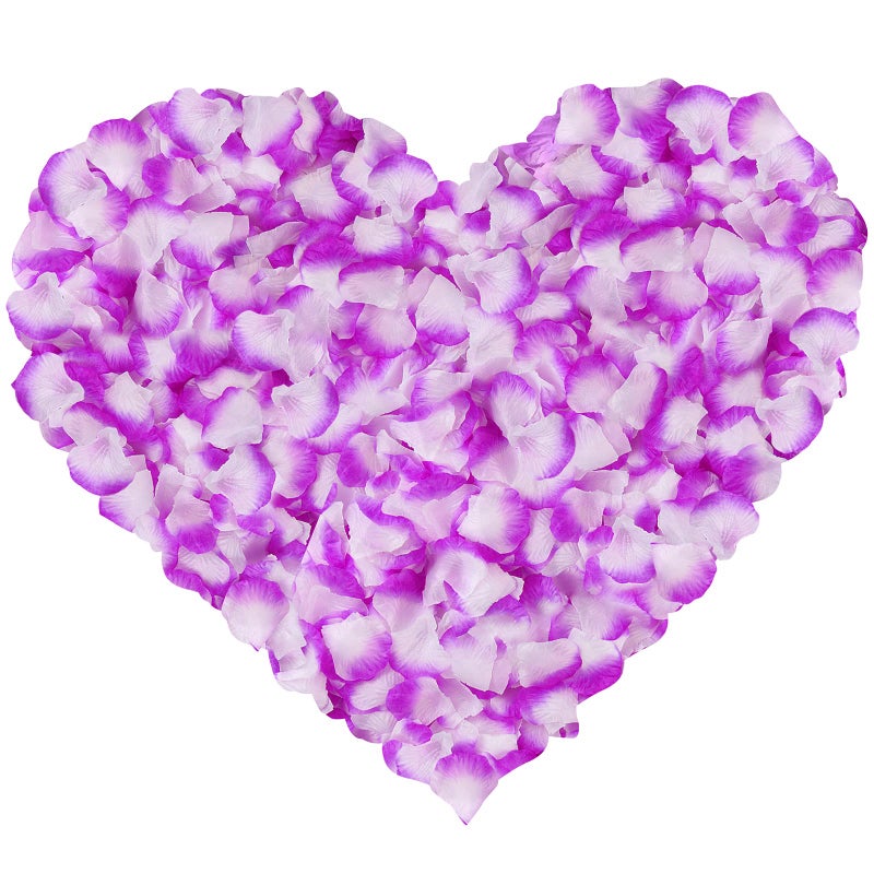 Neo LOONS 1000 Pcs Artificial Silk Rose Petals Decoration Wedding Party Color Purple & White - Image 1